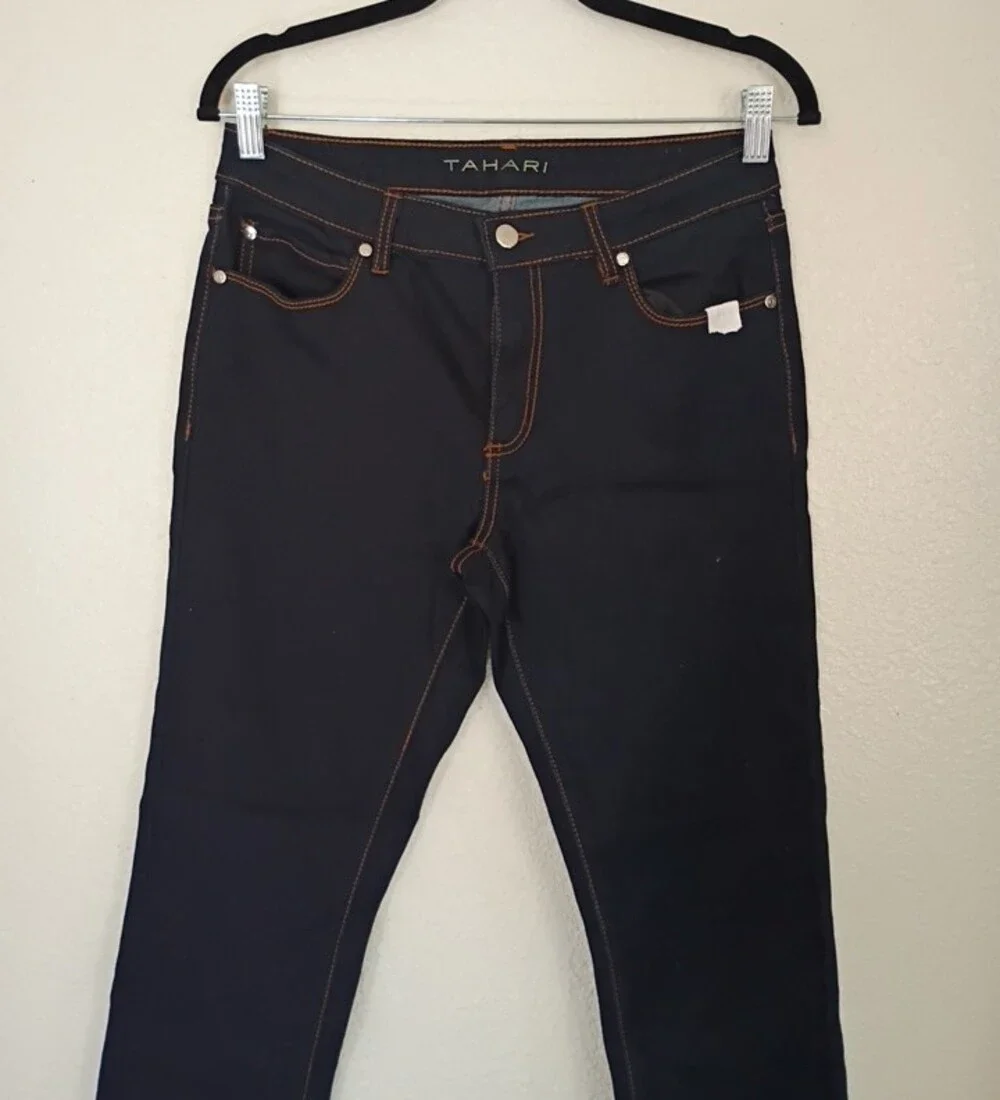 Tahari | Jeans | Tahari Black Slim Jeans With Orange Contrast Stitching ...